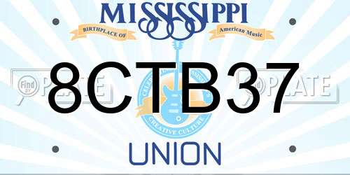 8CTB37 Mississippi License Plate
