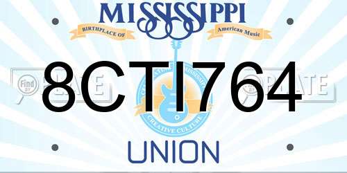 8CTI764 Mississippi License Plate