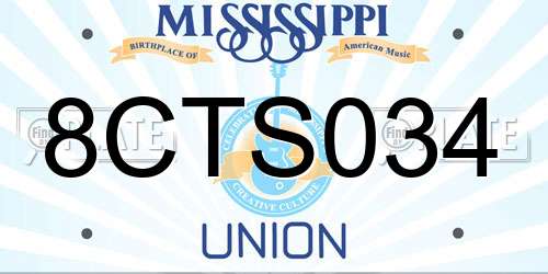 8CTS034 Mississippi License Plate