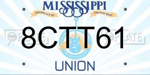 8CTT61 Mississippi License Plate