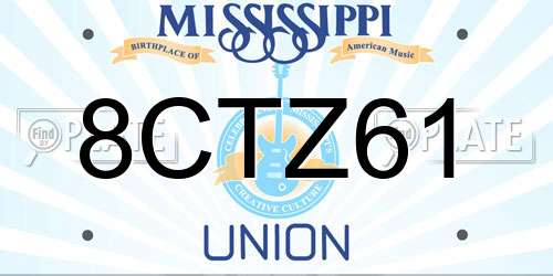 8CTZ61 Mississippi License Plate