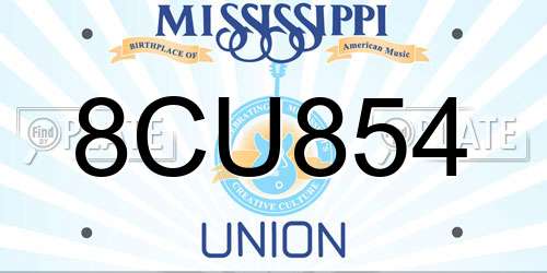 8CU854 Mississippi License Plate
