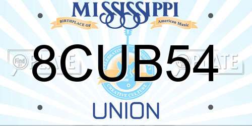 8CUB54 Mississippi License Plate