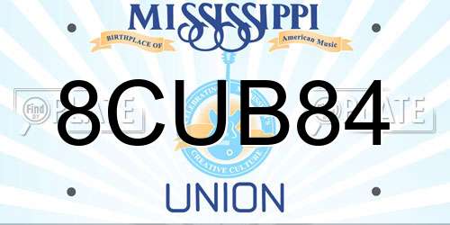 8CUB84 Mississippi License Plate