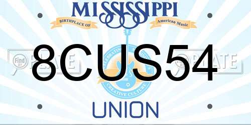 8CUS54 Mississippi License Plate