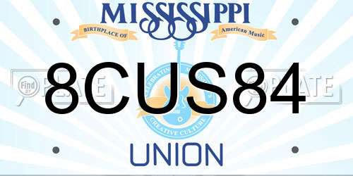 8CUS84 Mississippi License Plate