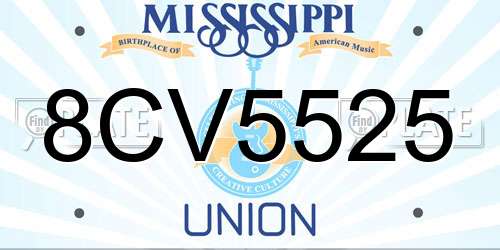 8CV5525 Mississippi License Plate