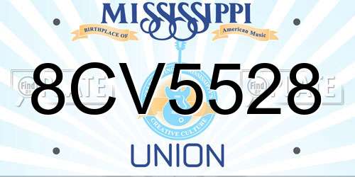 8CV5528 Mississippi License Plate