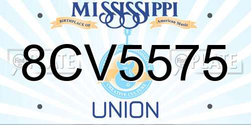 8CV5575 Mississippi License Plate