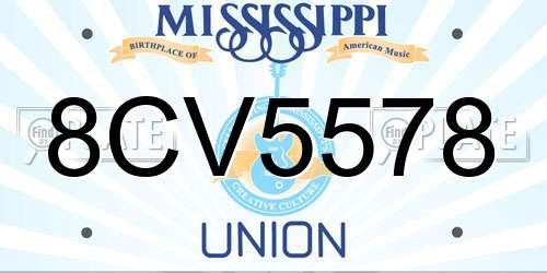 8CV5578 Mississippi License Plate