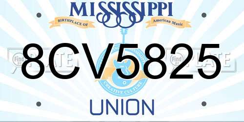 8CV5825 Mississippi License Plate