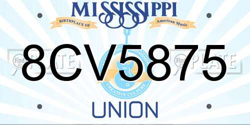 8CV5875 Mississippi License Plate