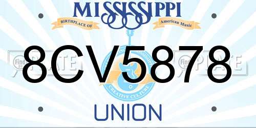 8CV5878 Mississippi License Plate