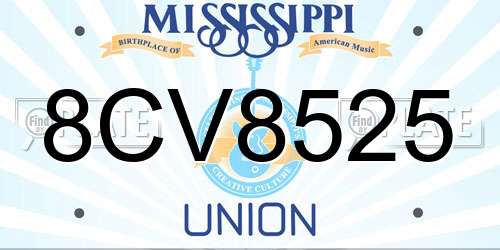 8CV8525 Mississippi License Plate