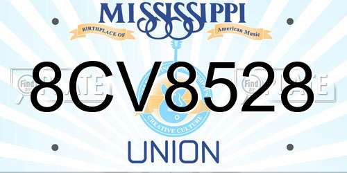 8CV8528 Mississippi License Plate
