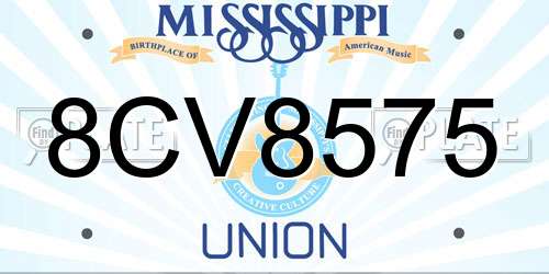 8CV8575 Mississippi License Plate