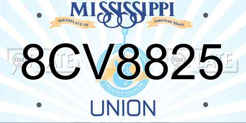 8CV8825 Mississippi License Plate