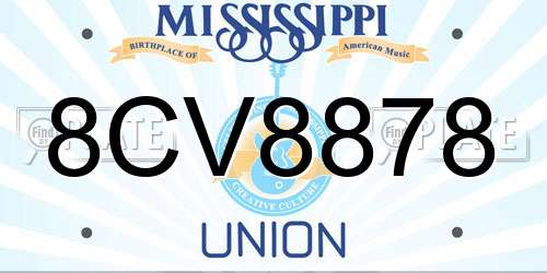 8CV8878 Mississippi License Plate