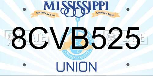8CVB525 Mississippi License Plate