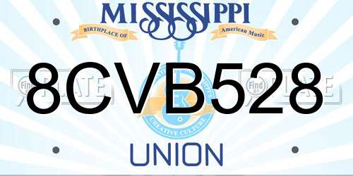 8CVB528 Mississippi License Plate