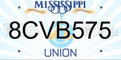 8CVB575 Mississippi License Plate