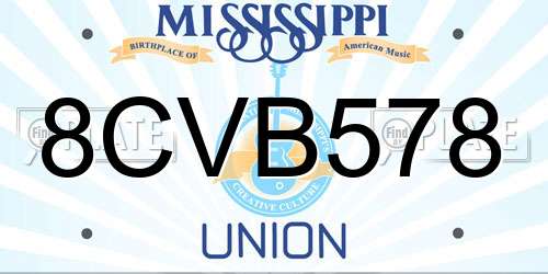 8CVB578 Mississippi License Plate