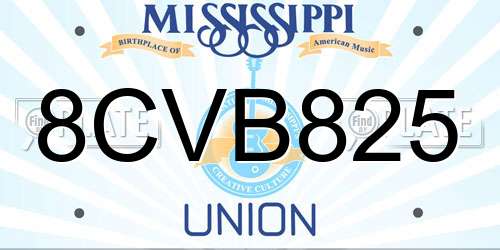 8CVB825 Mississippi License Plate