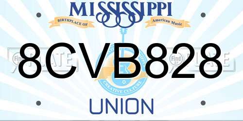 8CVB828 Mississippi License Plate