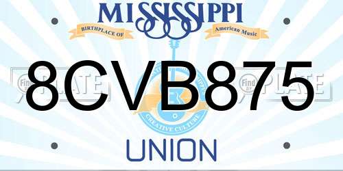 8CVB875 Mississippi License Plate