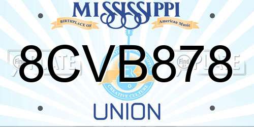 8CVB878 Mississippi License Plate