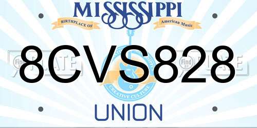 8CVS828 Mississippi License Plate