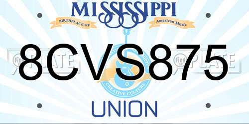 8CVS875 Mississippi License Plate