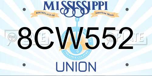 8CW552 Mississippi License Plate