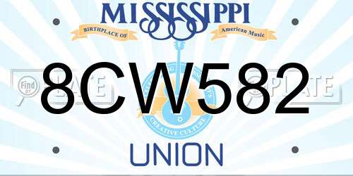 8CW582 Mississippi License Plate