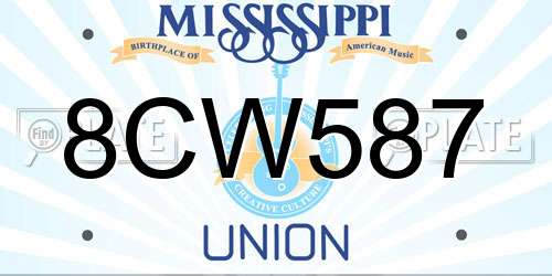 8CW587 Mississippi License Plate