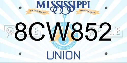8CW852 Mississippi License Plate