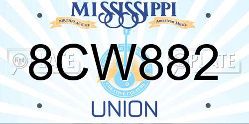 8CW882 Mississippi License Plate