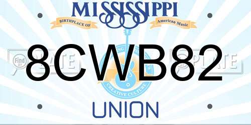 8CWB82 Mississippi License Plate