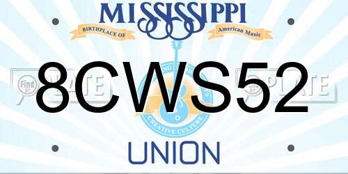 8CWS52 Mississippi License Plate