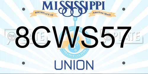 8CWS57 Mississippi License Plate
