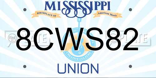8CWS82 Mississippi License Plate