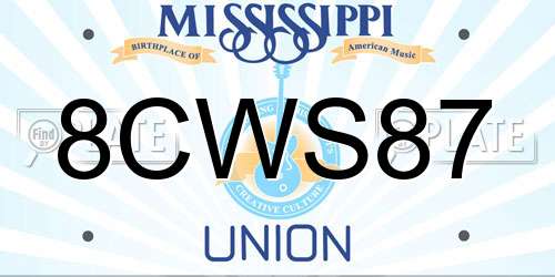 8CWS87 Mississippi License Plate