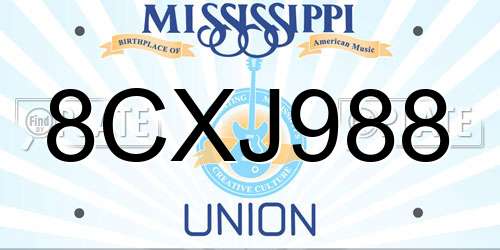 8CXJ988 Mississippi License Plate