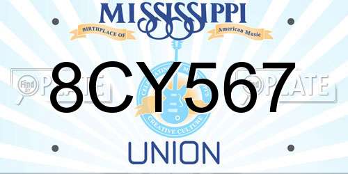 8CY567 Mississippi License Plate