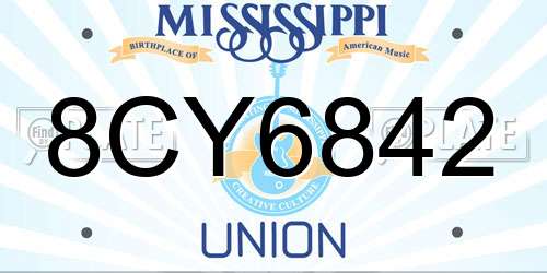8CY6842 Mississippi License Plate