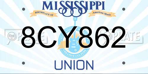 8CY862 Mississippi License Plate