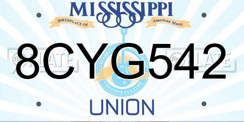 8CYG542 Mississippi License Plate