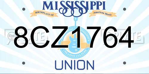 8CZ1764 Mississippi License Plate