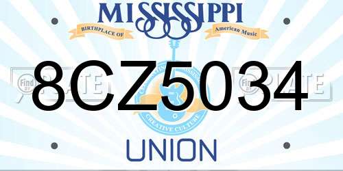8CZ5034 Mississippi License Plate