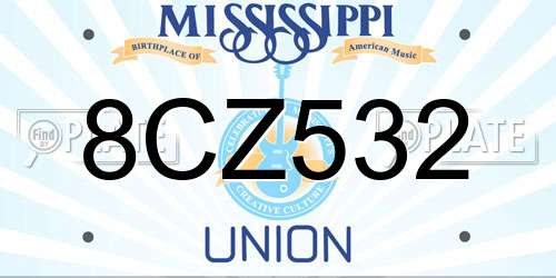 8CZ532 Mississippi License Plate